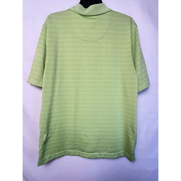 Pebble Beach Mens Med Green Striped Performance 3 Button Short Sleeve Golf Polo - Picture 7 of 7